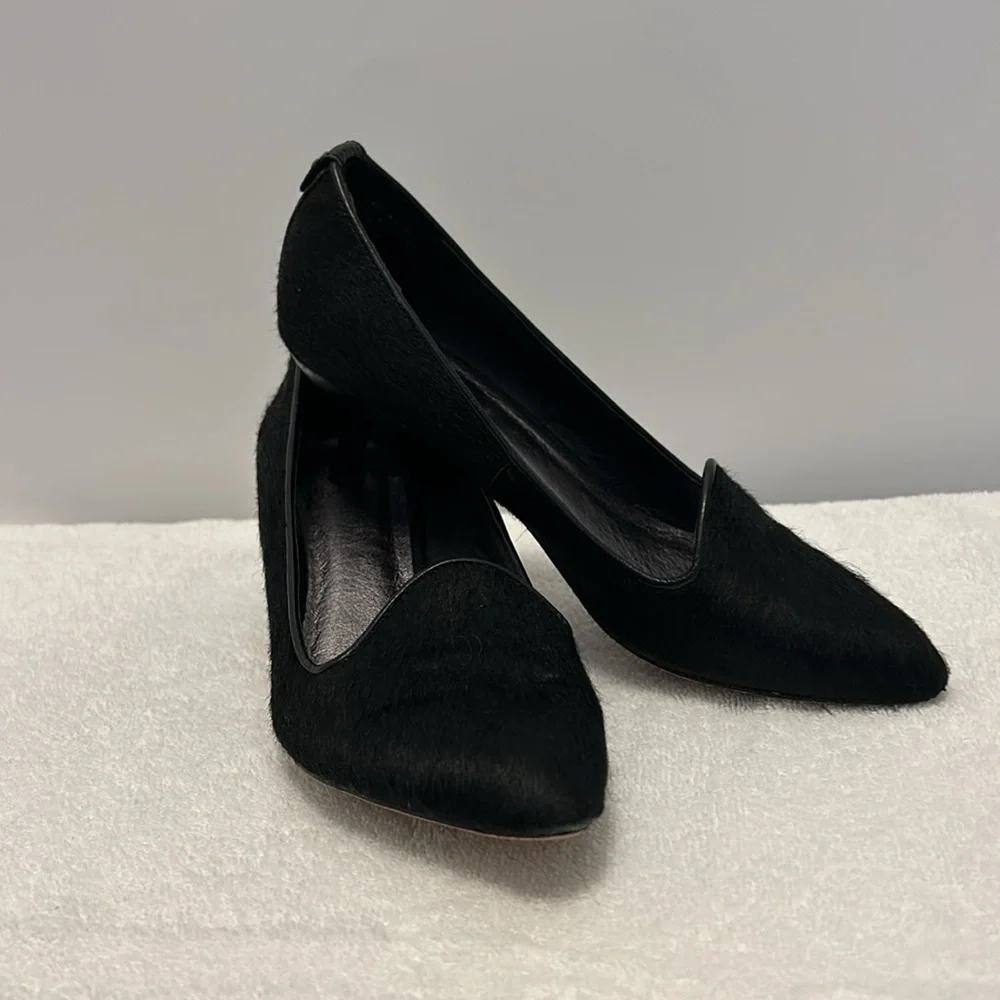 Elliot Lucca Leather Calf Hair Heeled Black shoe size 7 - Picture 11 of 11